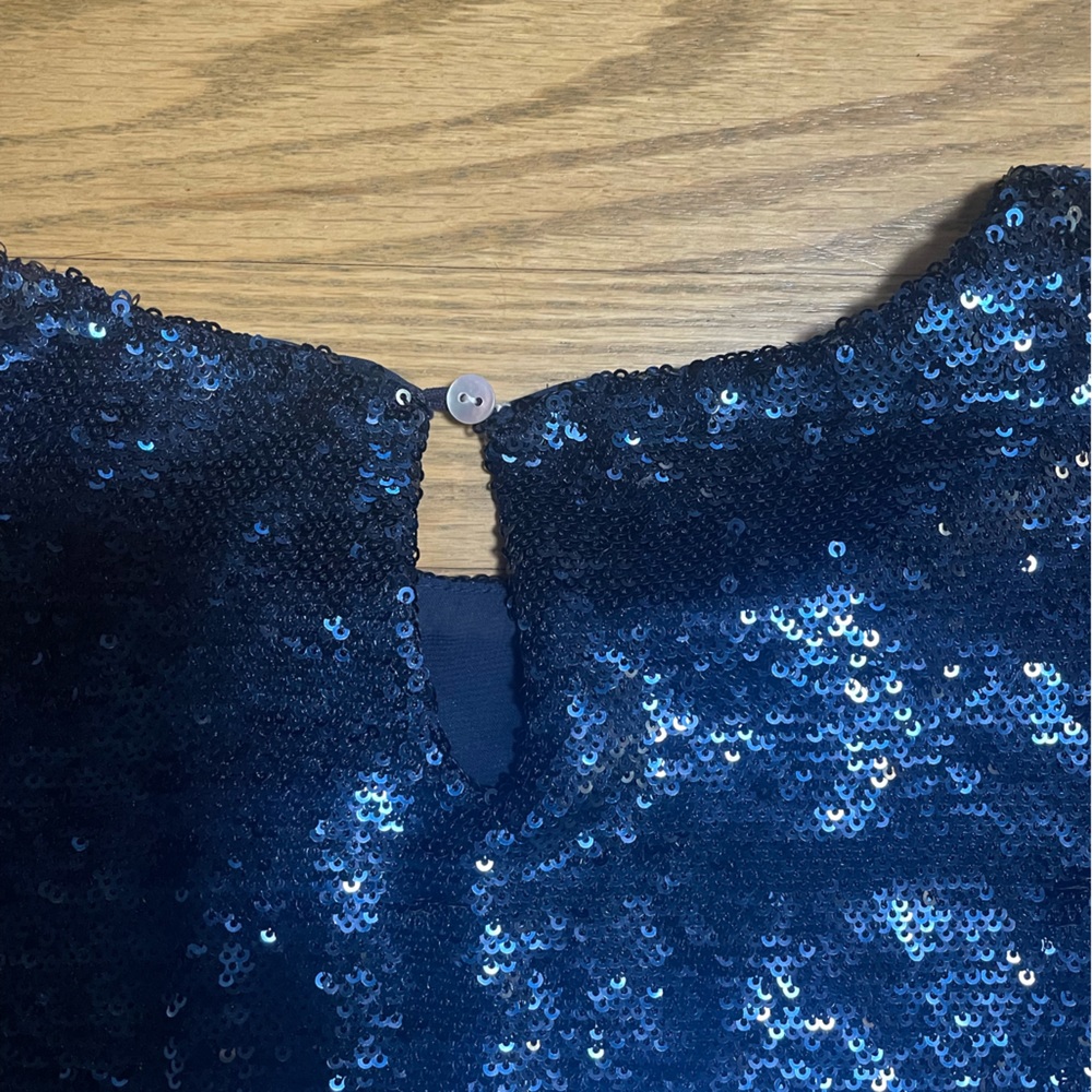 ZARA Blue sequin embellished long sleeve evening top party going out blouse - Picture 10 of 13